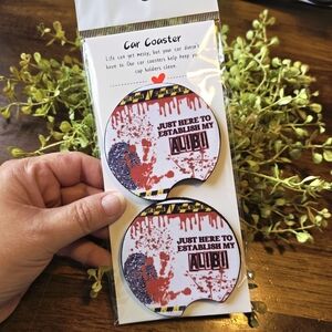 Alubi Red and Black Car Coaster Set